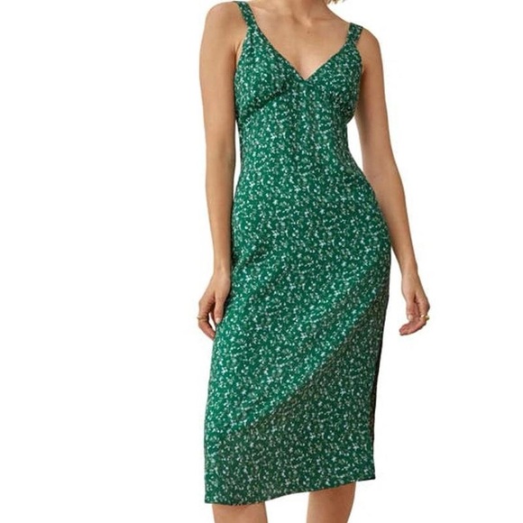 Reformation Green Floral Midi Dress - Picture 2 of 6